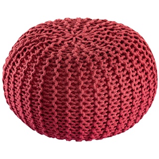 kreatives Wohnen Pouf Premium ø45cm Sitzhocker Strickpouf Innen Terrasse Pool Garten nachhaltig Rostbraun - Ruby Wine