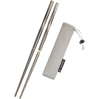 Thous Winds Essstäbchen Wiederverwendbar, 1 Paar Faltbare Essstäbchen Camping, Premium Tragbare Titan Essstäbchen Set Spülmaschinenfest, Klappbare Rutschfest Metall Stäbchen mit Stasche