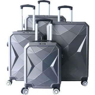 Cheffinger 4 tlg Reisekoffer Koffer Hartschale Trolley Set Kofferset Handgepäck Gepäck Reisetasche Grau