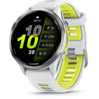 Garmin Forerunner 970 BT 47,0 mm Titaniumgehäuse silber Silikonarmband weiß S