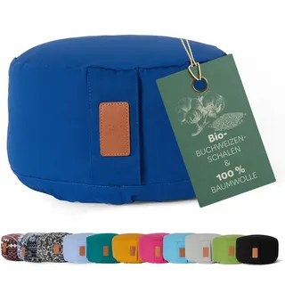 #DoYourYoga rundes Yogabolster - waschbarer Bezug, Bio-Buchweizenschalen (KBA) Füllung, 30 x 15 cm, Yoga Kissen für Yin Yoga & Meditation - Navyblau