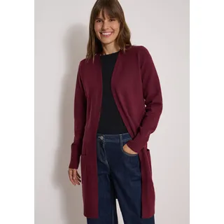 Cecil Longstrickjacke Langer Cardigan in offener Passform, rot wine