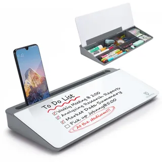 Kleines Whiteboard aus Glas, trocken abwischbar, Computertastatur-Ständer mit Schublade, Schreibtisch-Organizer mit Zubehör für Büro, Zuhause, Schulbedarf