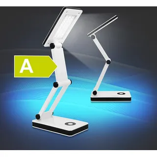 Eaxus® USB LED Schreibtischlampe - Aufklappbar, Edles Design, LED Tischlampe Dimmbar, Weiß - Schwarz