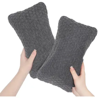 Blublu Park Kleine Kopfkissen für Besseren Schlaf, 11"x 7" Kleines Kissen für Reise & Flugzeug, Mit Box, Waschbar, Nackenkissen für Erwachsene, Kinder, Haustiere, Dunkelgrau - 2 Stück