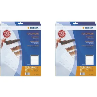HERMA 7762 Fotophan Negativhüllen DIN A4 transparent (7 x 6 Streifen, 25 Hüllen, Folie) für Kleinbild-Negative im Format 35 mm mit Sicherheitslasche und Eurolochung (Packung mit 2)