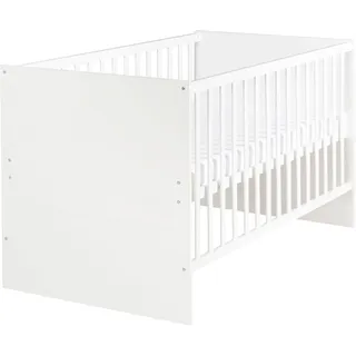 roba Kombi-Kinderbett 'Anton' 70 x 140 cm, Babybett umbaubar zum Juniorbett, inkl. Umbauecken, 3-fach höhenverstellbar, 3 Schlupfsprossen, weiß