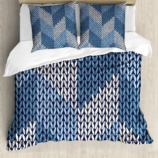 ABAKUHAUS Blau Bettbezug, Nordic skandinavischen Retro, Milbensicher Allergiker geeignet mit Kissenbezügen, 200 cm x 200 cm - 80 x 80 cm, Blassblau Weiß