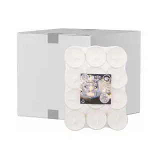 Müller Kerzen Polar Teelichter Clear Cups, weiß, 24er Flatpack, Transparenter Hülle, vielseitig einsetzbar, Brenndauer etwa 6 Stunden, 1 Karton = 8 Packungen à 24 Stück