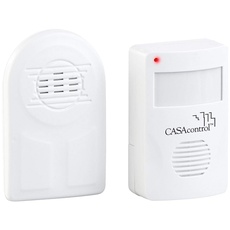 CASAcontrol Türüberwachung Funk: Batterie-Funk-Durchgangsmelder, PIR-Bewegungssensor, Klingel-Funktion (Funk Bewegungsmelder Batterie, Durchgangsmelder batteriebetrieben, Bewegungsmeldern)
