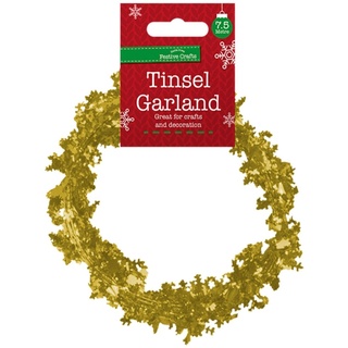 Weihnachten Schneeflocke Lametta Girlande 7.5 Meter Dekoration - Gold