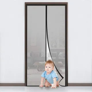 MYCARBON Fliegengitter Tür Magnet Insektenschutz Balkontür Fliegenvorhang 100x210cm Klebmontage ohne Bohren - Vorhang für Balkontür Wohnzimmer Schiebetür Terrassentür