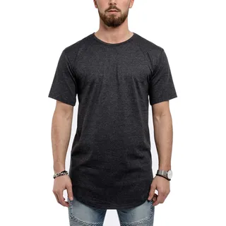 Blackskies Round Basic Longshirt | Langes Oversize Fashion Langarm Herren T-Shirt Long Tee - Charcoal Anthrazit Small S