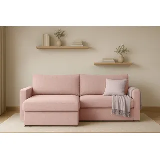 kaiser möbel Ecksofa mit Schlaffunktion und Bettzeugablage LUBEKA, Stoff Faro Rosa, Links - Couches, Wohnlandschaften, Ecksofas
