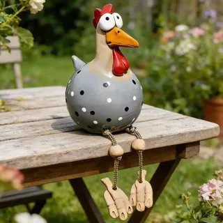 HIULLEN Keramik Huhn Gartendeko, Huhn Deko Garten Handarbeit Gartenstecker, Hühner Gartenfigur Harz Gartendekoration, Handarbeit Gartenstatue Dekorative Henne Gartenstecker für Terrasse, Garten