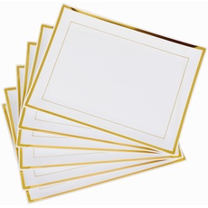 MATANA 6 Weiße Plastik Servierplatten mit Goldrand für Vorspeisen & Fingerfood - Catering, Buffets, Geburtstage, Hochzeiten, Weihnachten & Partys - con 30x 22 cm
