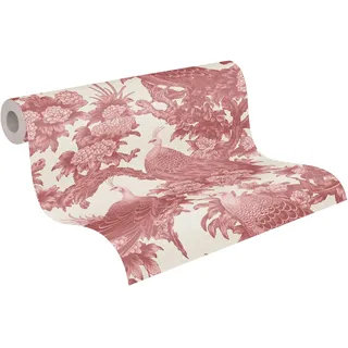 Livingwalls Vliestapete Floral - hochwertige Tapete mit Tieren 399824 in Rot, Creme, Rosa - Luxustapete designed by MICHALSKY