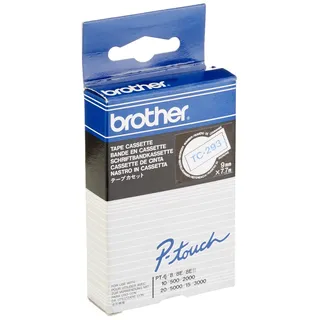 Brother TC-293 Schriftbandkassetten 9mm weiß/blau, Klein