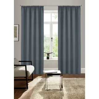 Vorhang BRUNO BANANI "Lagan" Gr. 1, grau (anthrazit), B:140cm H:145cm, Polyester, Polyester, Gardinen, Vorhang, 2-er Set, gewebt, Microfaser, versch. Größen, einfarbig, Bestseller