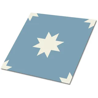 Tulup Fliesenaufkleber 9 Stück 30x30 cm selbstklebend Siebenzackiger Stern , Blau , Textil , 30x1.6x30 cm , Tapeten & Wandverkleidungen, Wandtattoos & Sticker