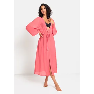 LASCANA Strandkleid, im Kimono-Style zum Binden, langärmliges Sommerkleid, Kaftan LASCANA koralle 32/34