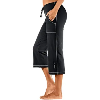 Caprihose H.I.S, Damen, Gr. 36/38, N-Gr, schwarz, Strick, Obermaterial: 95% Baumwolle, 5% Elasthan, unifarben, bequem 3/4-Länge, Hosen Caprihose, mit geradem Bein Eingrifftaschen, Loungewear, Topseller