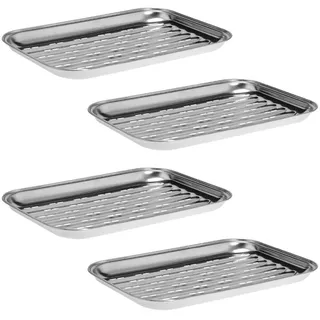 bremermann Grillschale 4er-Set, silber, Edelstahl , Edelstahlfarben , Metall , 35x2.5x24.5 cm , Grills, Grillzubehör