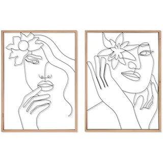 Home ESPRIT Skandinavische Damen-Leinwand, 60 x 2,5 x 80 cm, 2 Stück