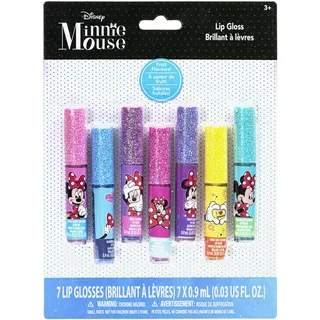 Minnie Mouse Townley Girl Kids Waschbare Party Favor Lipgloss, 7 Geschmacksrichtungen sind Zuckerwatte, Erdbeere, Beere, Kaugummi, Traube, Zitrone und Wassermelone