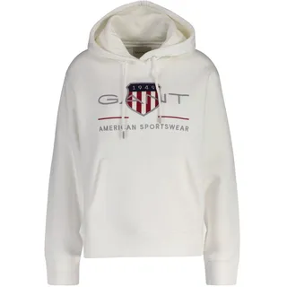Sweatshirt GANT "Sweatshirt Archive Shield Hoodie", Damen, Gr. XXL, weiß (ecru), Obermaterial: 78% Baumwolle CO. 22% Polyester PES., Sweatshirts Sweatshirt
