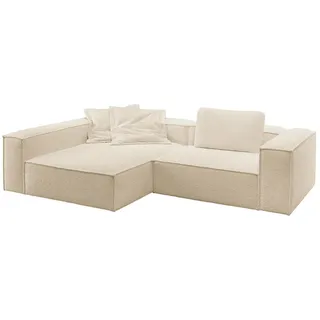 KAWOLA Sofa Carmo Ecksofa Stoff beige Recamiere links, - Beige