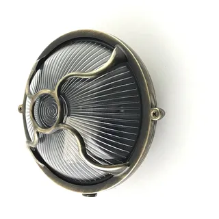 Kellerleuchte Messing Glas rund Ø 17,5 cm IP64 klein E27 Feuchtraum Wand Lampe