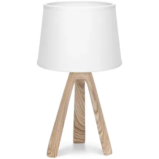Aigostar - Nachttischlampe E14 Led Skandinavische Schirmlampe Vintage Dreibein Harz Für Schlafzimmer Wohnzimmer Weiß H31cm