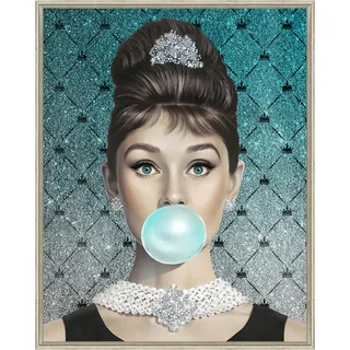 Kare Design Leinwandbild Muse Bubble Diva, Mehrfarbig, Wandbild, Wandkunst, teilweise Handarbeit, mit Rahmen, 50x40 cm