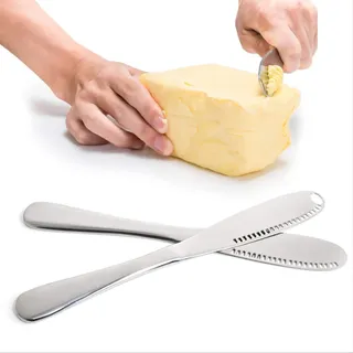VANRA 4 Stück Butterstreuer Messer Buttercurler Edelstahl Käsemesser Set mit Wellenschliff Schreddern Schlitzen Butterschaufel