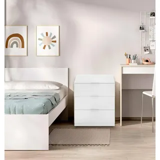 Dmora - NachttischCarega, Niedrige Kommode, Tisch, Multifunktionaler Nachttisch, 50x34 h58 cm, Weiß