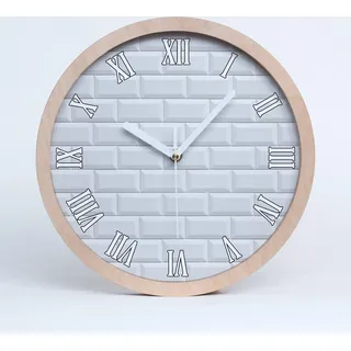 Holzuhr 25fi cm wanduhr - weiße Spitzen - Keramik-Wand - Weiß