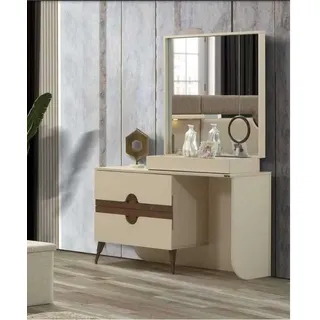 Beige Schminktisch mit Spiegel Schlafzimmer Möbel Design Konso lNeu - Beige