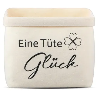Xuniea Brotkorb mit Eine Tüte Glück Glücksgeschenk Brötchenkorb Viel Glück Geschenk Brottasche Brotkorb aus Stoff Geschenke für Geburtstag Weihnachten(Weiß)