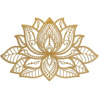 iwa concept Mandala Metall Wanddekor, Lotusblume Meditation Raumdekor, minimalistisches Zen Garten Böhmisches Geschenk für Neujahr (43.2 cmx 27.9 cm | 43 x 27.5 cm, Gold)