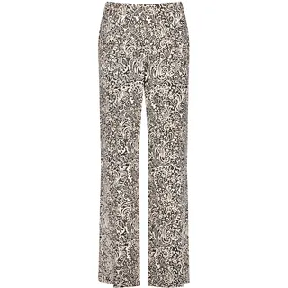 Gerry Weber Damen Gemusterte Hose Wide Leg Gemustert Langgröße Schwarz/Ecru/Weiss Druck 40