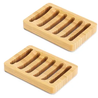 YPLANGENT 2 Stück Seifenschale mit Ablauf Holz Seifenschale Seifenablage Soap Dish Seifenhalter für Waschbecken, Dusche,Badezimmer, Badewanne, Wohnmobil