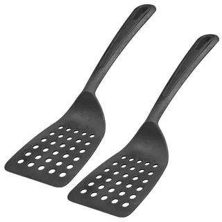 Westmark 2 Pfannenwender, Hochhitzebeständig bis 270 °C/ 518 °F, Breite Auflagefläche und speziell abgeflachte Kante, Kunststoff, Gentle Plus, Schwarz, 283722E5