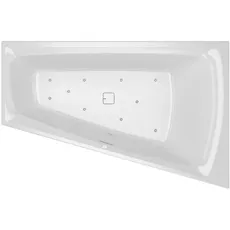 RIHO Still Smart Eck-Badewanne, mit Riho Fall, mit Air-System, Einbau, 170x110x50cm, mit Ab-/Überlaufgarnitur, 240 Liter, 2-Sitzer, weiß, B10, Ausführung: Version links, Kopfkissen+Licht rechts