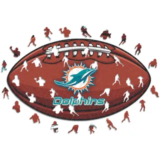 Iconic Puzzles, Miami Dolphins Crest, 100% ökologisch nachhaltiges Holzpuzzle mit offizieller Lizenz, Größe S, 150 Teile