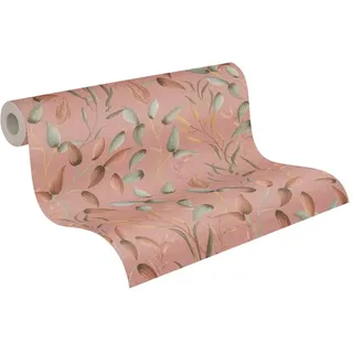 A.S. Création Ranken-Vliestapete – Rosa, Grün, Rot – 0,53 x 10,05 m
