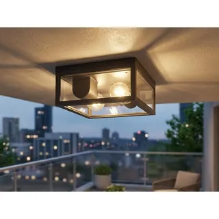 LED Außenlampe modern Deckenleuchte Outdoor Terrassenbeleuchtung Anthrazit Ø24cm - Grau