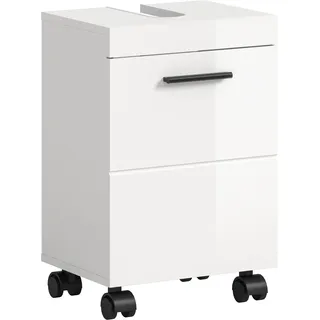 WELLTIME Waschbeckenunterschrank AVON 40 x 58 cm Weiß Hochglanz