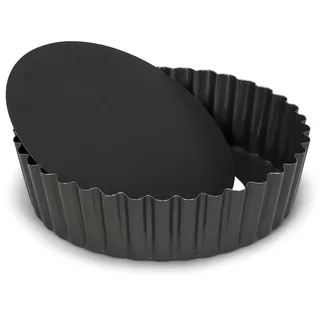 Patisse Quicheform mit losem Boden Ø 15,2cm x 5,6cm Stahl - grau - Tortenform mit Hebeboden - antihaftbeschichtete Quiche Backform für quiche,tarte,pie