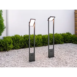 2er SET schwenkbare Hybrid Wegeleuchten mit Strom Solar und Bewegungsmelder
